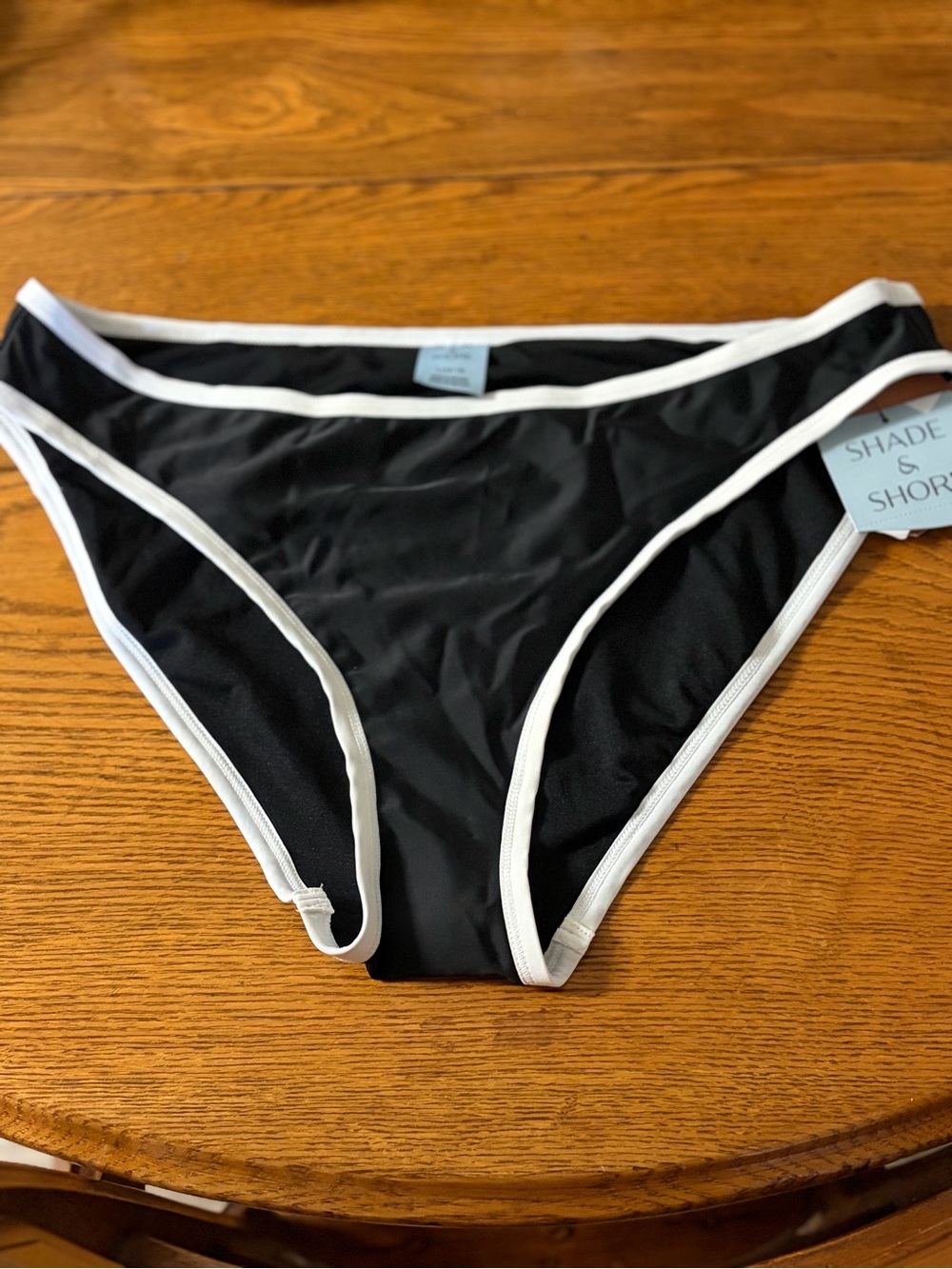 Shade & Shore Black Bikini Bottom with White Trim size large 12/14